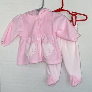 Rene Rofe baby girl pink long sleeve jacket and pants set size 0-3 months